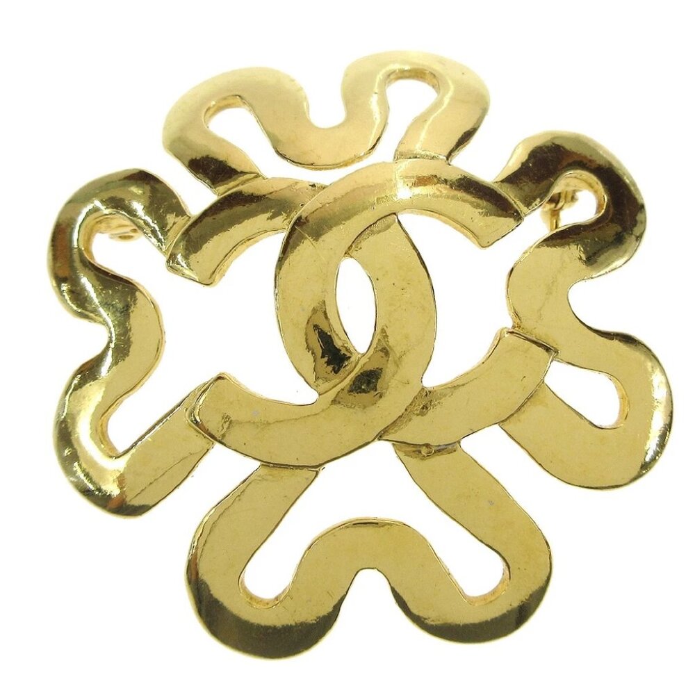 Chanel Flower Brooch Pin Gold 95P 86046